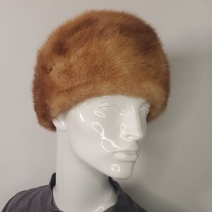 Vintage 1950s Mink Brown Fur Trim Hat